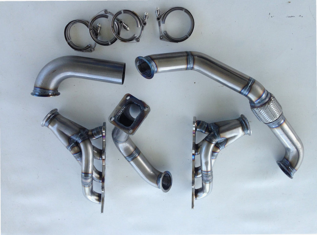 Coyote Turbo Swap Driver Side Street/Drag Kit — passenger-side header with V-band flange and merge collector