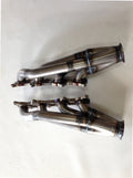 Coyote Swap Racing Headers — complete turbo hot-side kit with mild steel tubular headers, crossover pipe with flex bellow, starter downpipe, and turbo mount flange