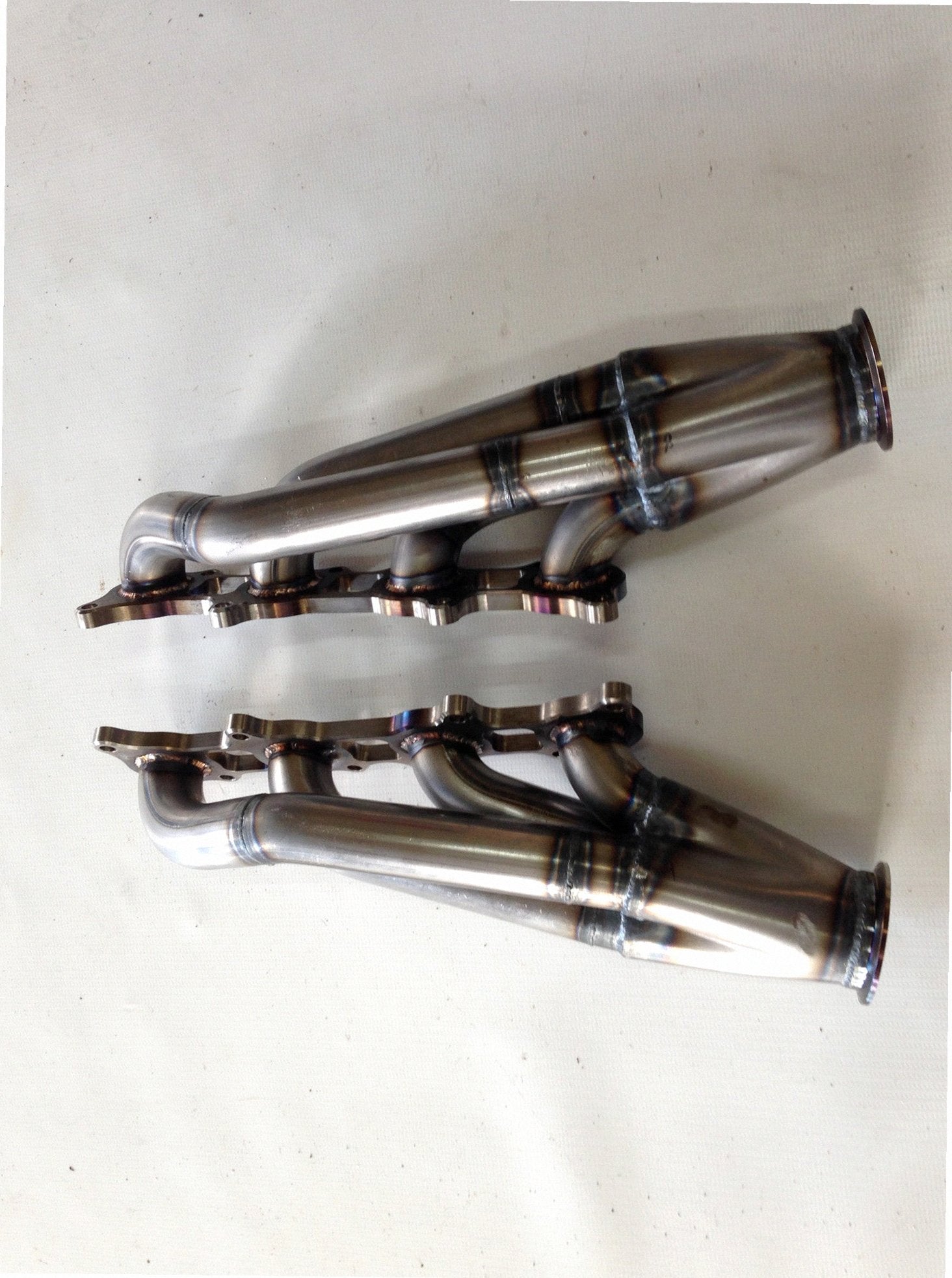 Coyote Swap Racing Headers — complete turbo hot-side kit with mild steel tubular headers, crossover pipe with flex bellow, starter downpipe, and turbo mount flange