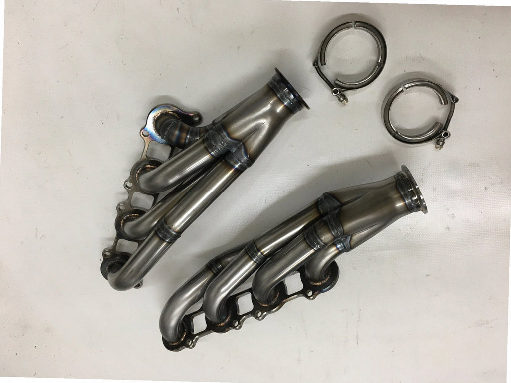 5.0 Coyote Headers — passenger-side header with V-band flange and merge collector