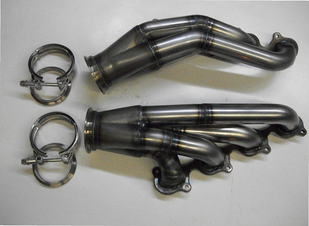 GT500 Turbo Headers — detail of crossover pipe, flex bellow, or starter downpipe