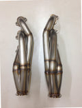 4.6 4V Facing Forward Headers — facing-forward tubular turbo headers in mild steel with V-band flanges and CNC head flanges