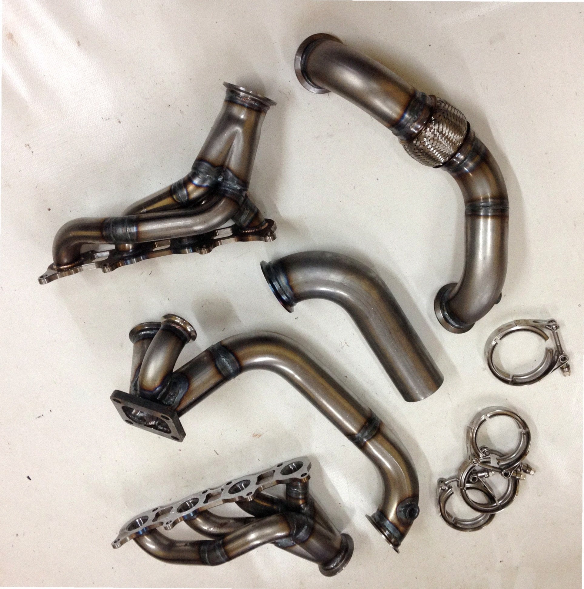 Coyote Turbo Swap / Fox Body Street/Drag Kit — passenger-side header with V-band flange and merge collector