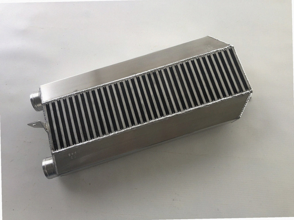 94/95 Turbo Intercooler 3 1/2" — TIG-welded aluminum end tank with charge pipe stubs