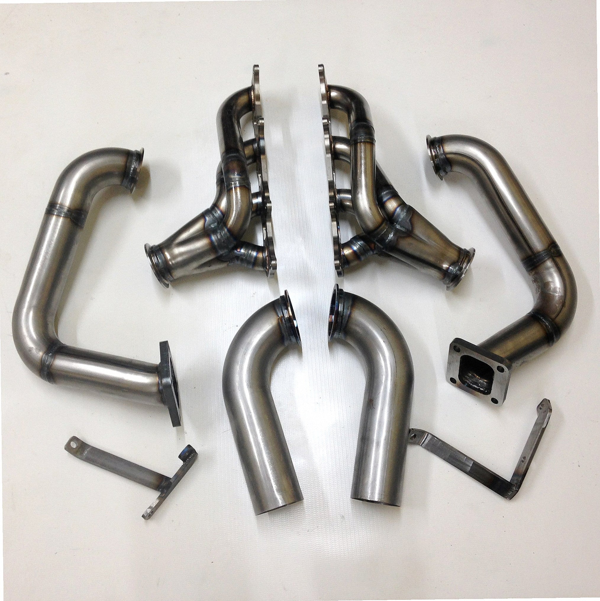 Coyote Swap / Twin Turbo Hotside — passenger-side header with V-band flange and merge collector