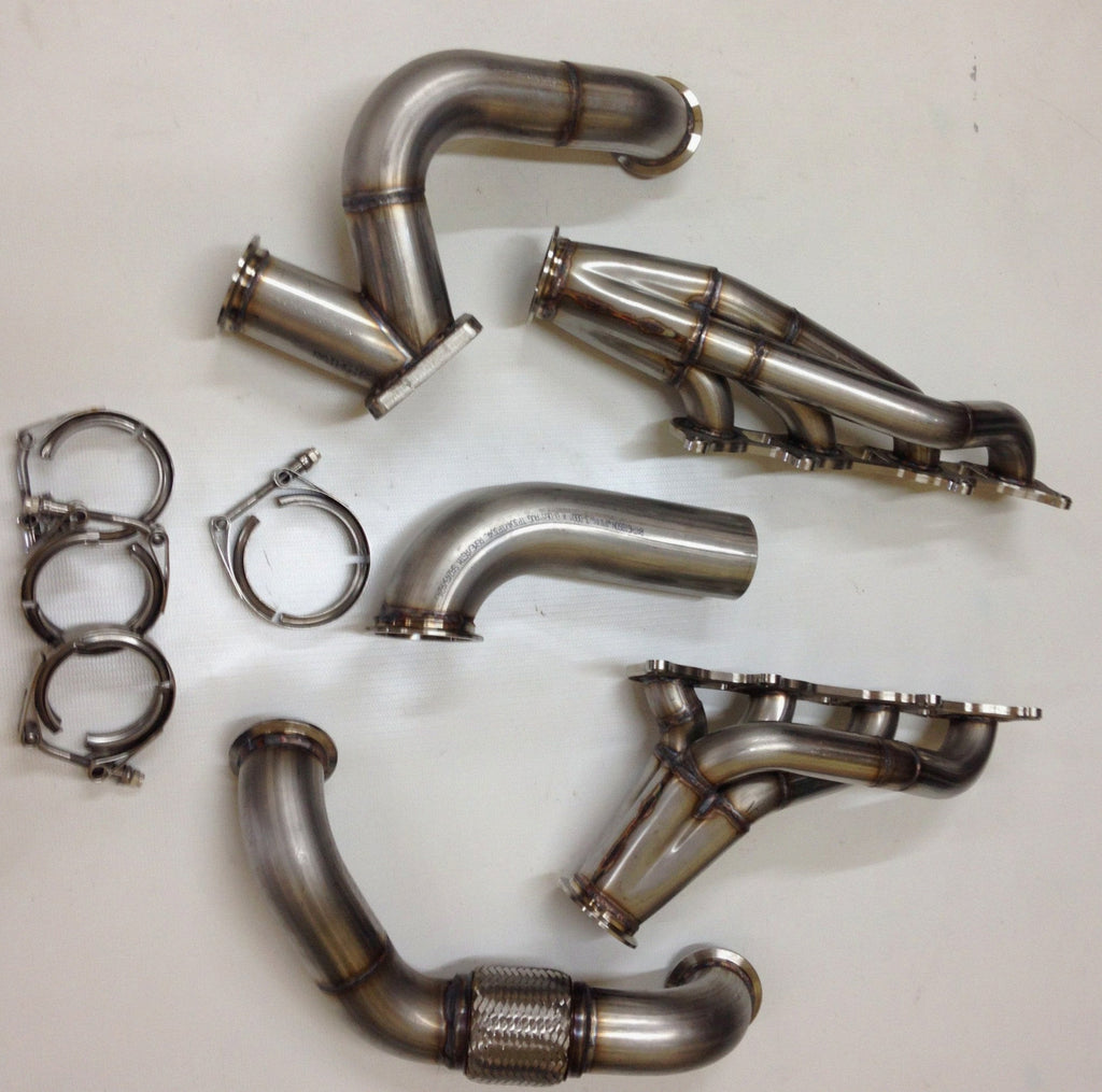 Coyote Swap Drag Kit — passenger-side header with V-band flange and merge collector