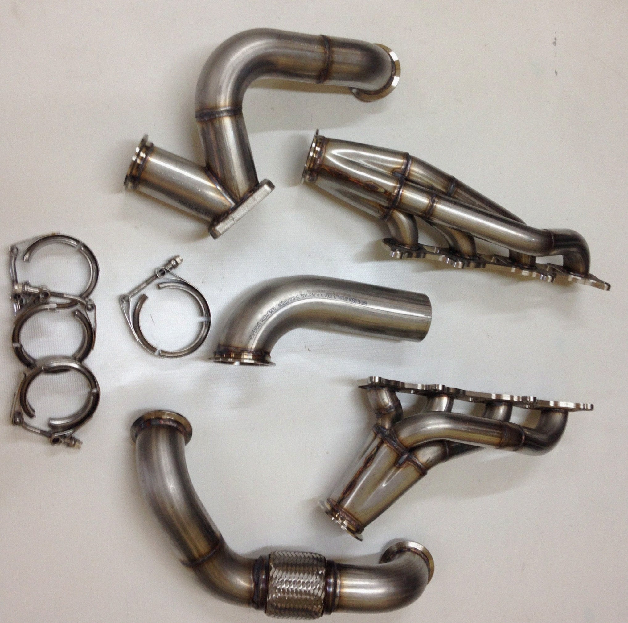 Coyote Swap Drag Kit — passenger-side header with V-band flange and merge collector