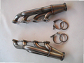 3 Valve Racing Turbo Headers — facing-forward tubular turbo headers in mild steel with V-band flanges and CNC head flanges