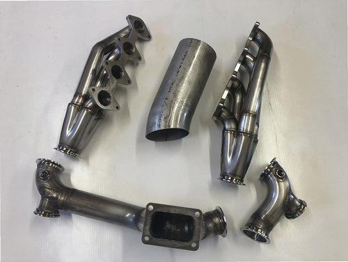 3V TO6 Racing Kit — passenger-side header with V-band flange and merge collector
