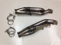 5.4 2V Facing Forward headers — facing-forward tubular turbo headers in mild steel with V-band flanges and CNC head flanges