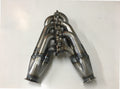 GT500 Turbo Headers Swap/Motor Plates — facing-forward tubular turbo headers in mild steel with V-band flanges and CNC head flanges