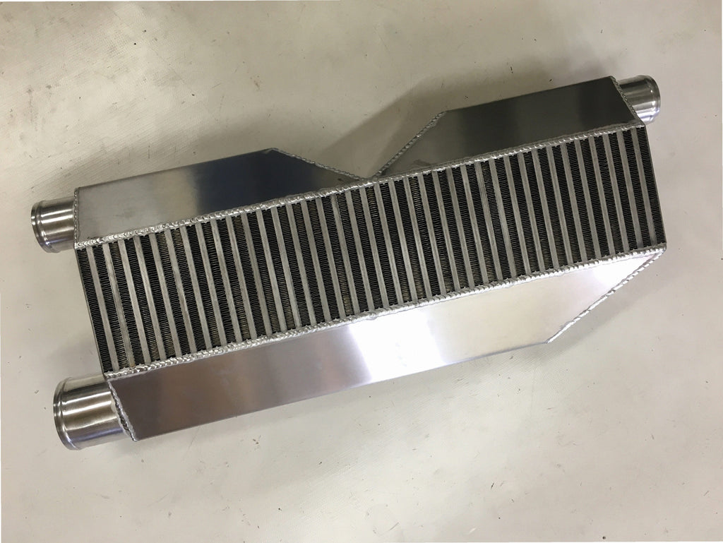 Twin Turbo Intercooler 1800 HP — TIG-welded aluminum end tank with charge pipe stubs