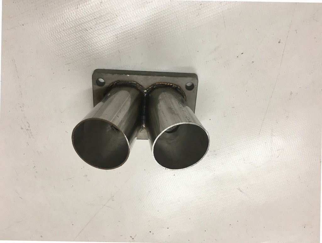 TO6 Divided Turbo Mount Flange — alternate angle showing flange thickness, bolt pattern, and weld bevel