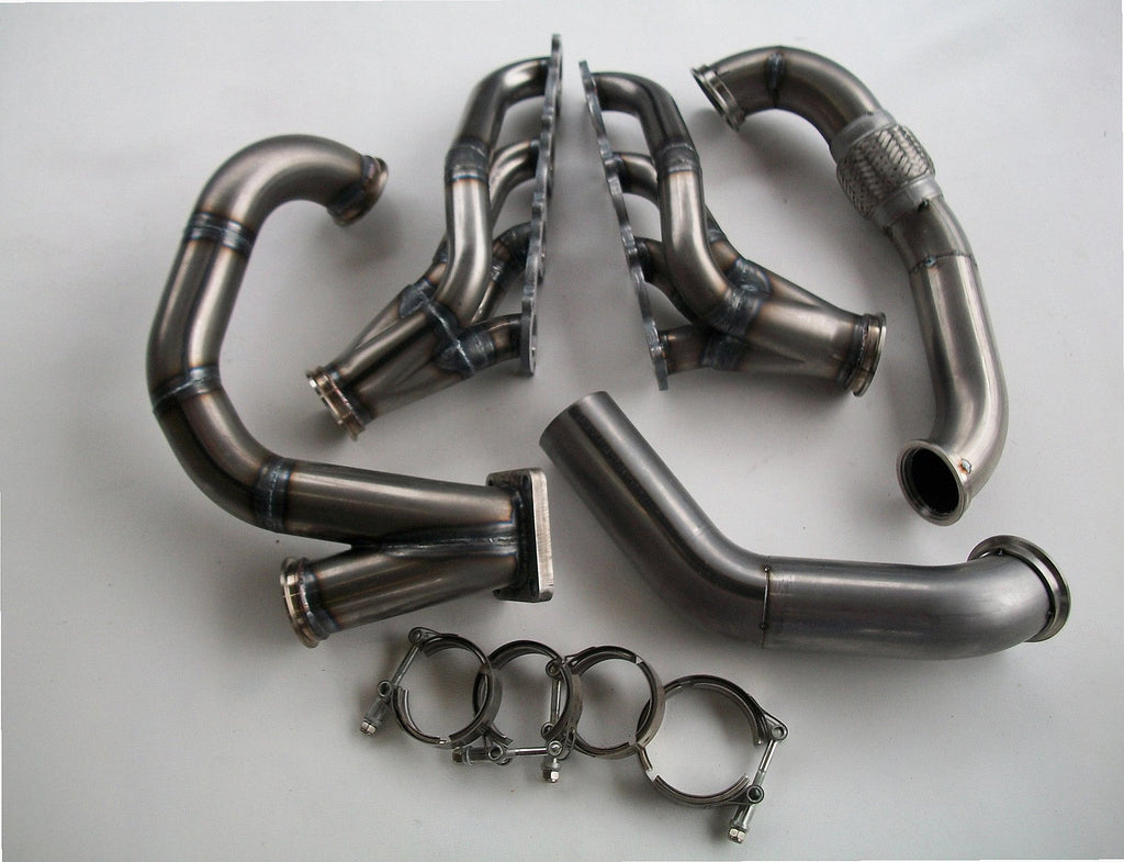 4.6 2V Turbo Fox Body Race Kit — detail of crossover pipe, flex bellow, or starter downpipe