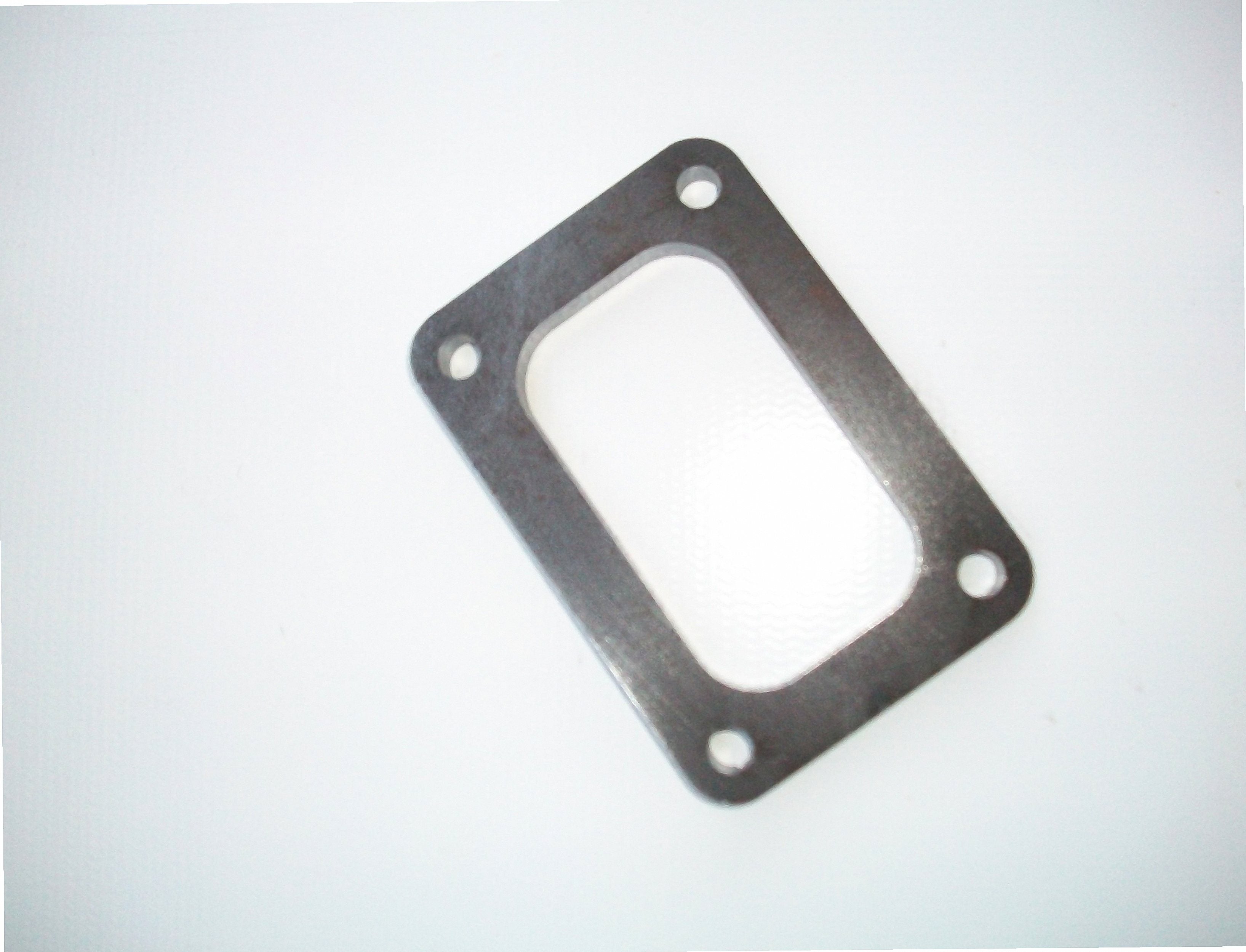 TO6 Flange — CNC-machined stainless steel turbine inlet flange, multi-axis milled for turbocharger fitment