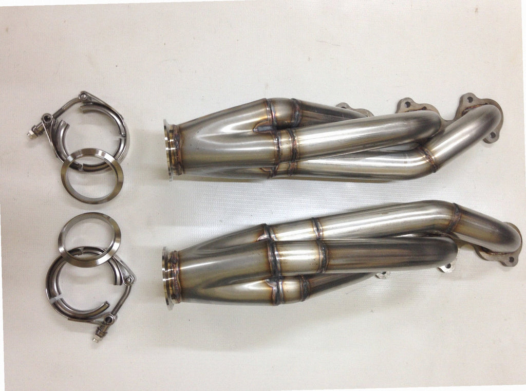 4.6 4V Facing Forward Headers — passenger-side header with V-band flange and merge collector