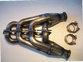 Big Block Ford Turbo Headers — facing-forward tubular turbo headers in mild steel with V-band flanges and CNC head flanges