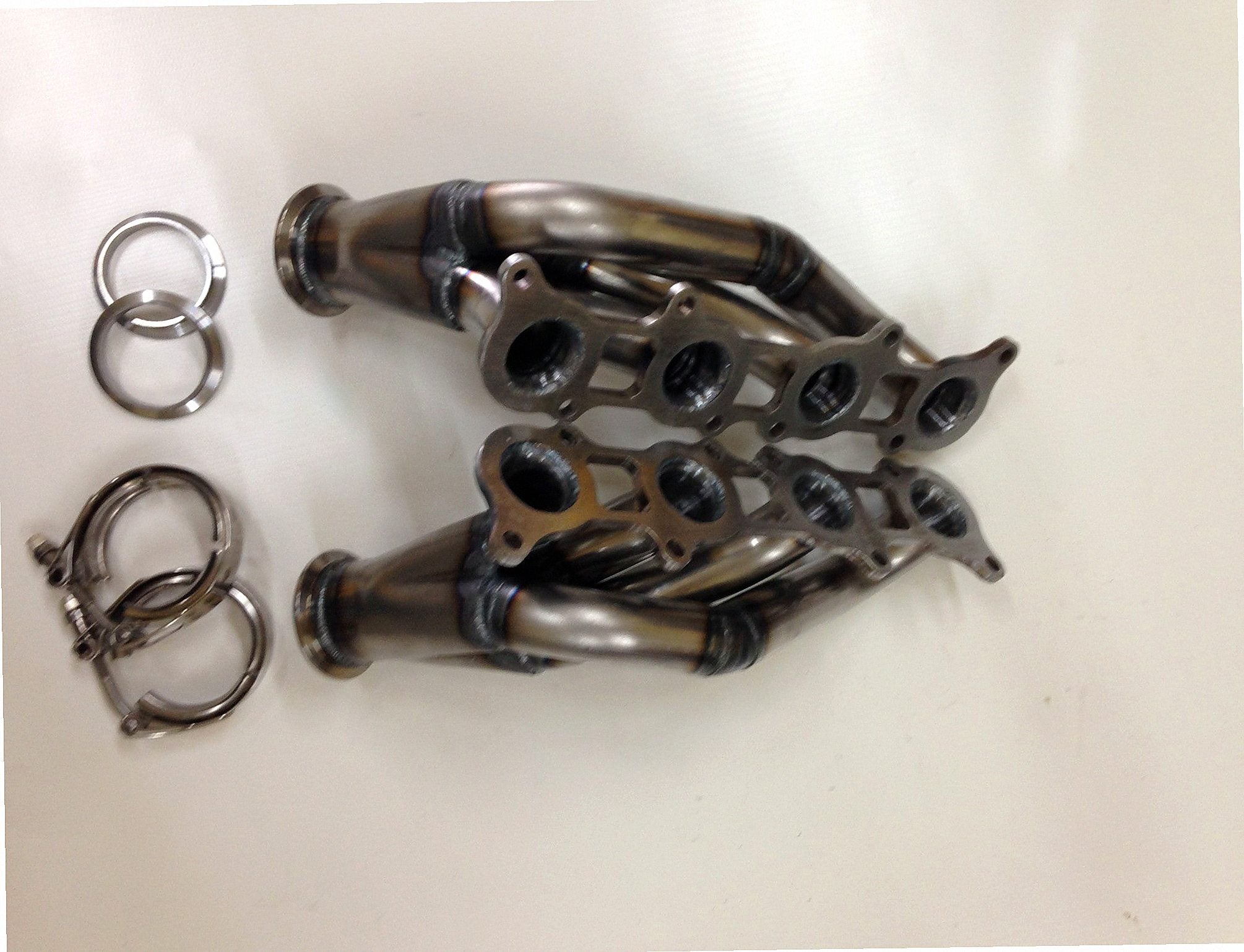 Coyote Swap Turbo Headers — passenger-side header with V-band flange and merge collector