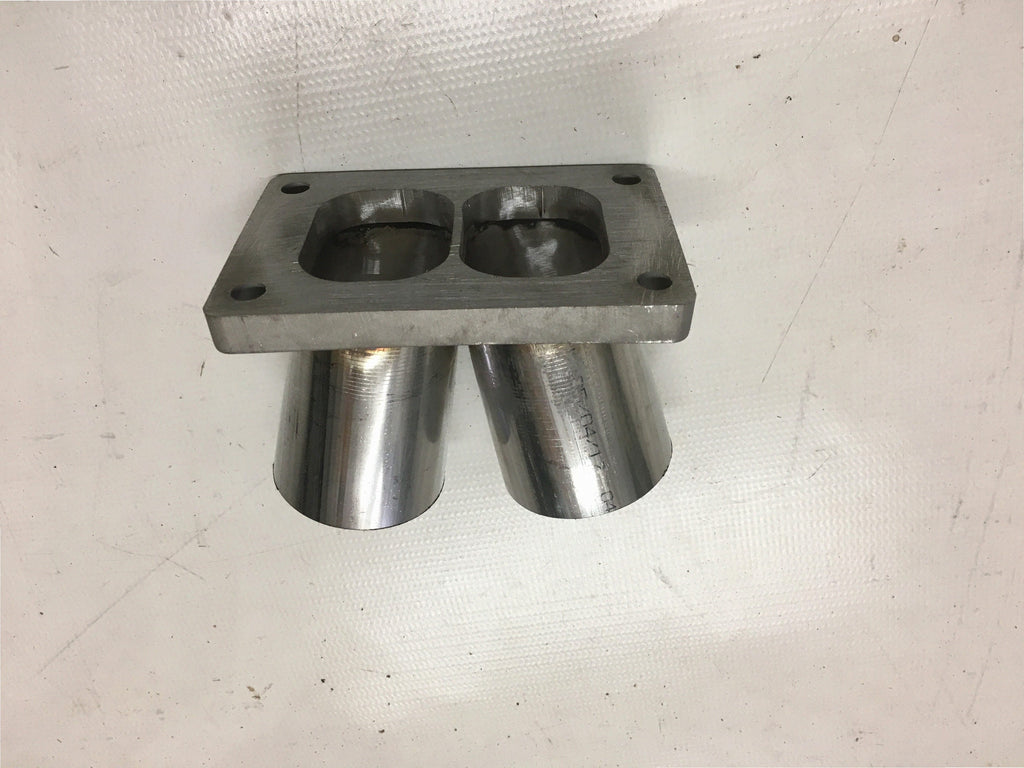 TO6 Divided Turbo Mount Flange — CNC-machined stainless steel turbine inlet flange, multi-axis milled for turbocharger fitment