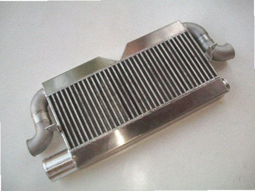 Twin Turbo 2V Intercooler Kit — aluminum bar-and-plate intercooler core with mandrel-bent aluminum cold-side piping