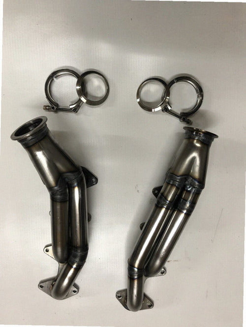 3V Turbo Street Drag Kit — complete turbo hot-side kit with mild steel tubular headers, crossover pipe with flex bellow, starter downpipe, and turbo mount flange