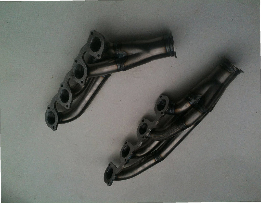 5.4 4V Lightning Turbo Headers — facing-forward tubular turbo headers in mild steel with V-band flanges and CNC head flanges