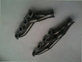 5.4 2V Lightning Turbo Headers — facing-forward tubular turbo headers in mild steel with V-band flanges and CNC head flanges
