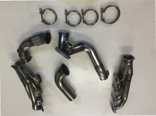 3V Turbo Street Drag Kit — passenger-side header with V-band flange and merge collector