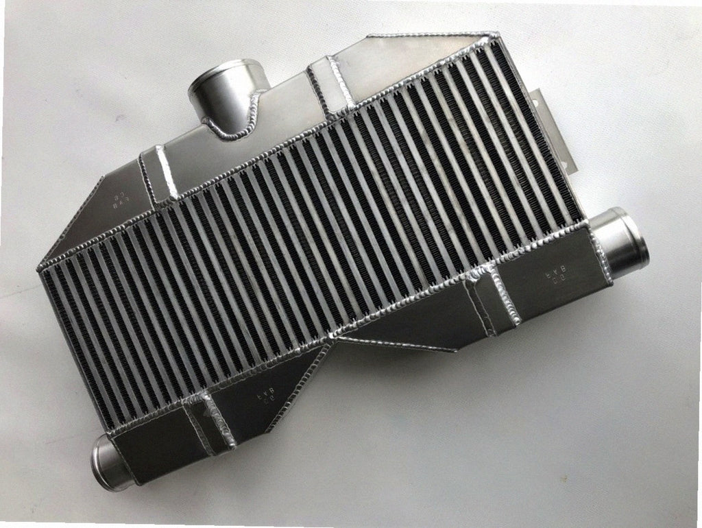 Twin Turbo Intercooler 1600 HP — fabricated aluminum bar-and-plate intercooler core with TIG-welded end tanks