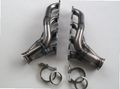 4.6 2V Turbo Headers — facing-forward tubular turbo headers in mild steel with V-band flanges and CNC head flanges