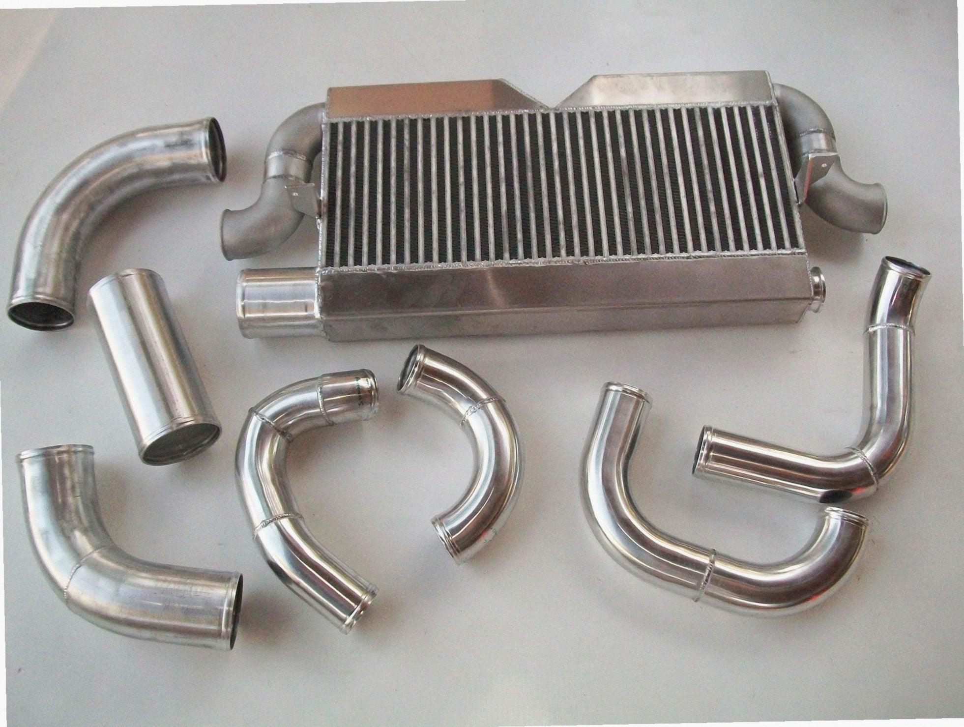Twin Turbo 4V Intercooler Kit — hot-side intercooler piping with mandrel bends and silicone couplers