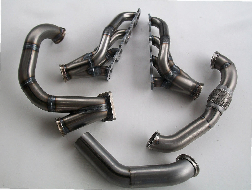 4.6 2V Turbo Street / Drag Kit — passenger-side header with V-band flange and merge collector