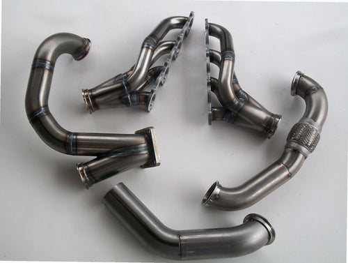 4.6 2V Turbo Street / Drag Kit — passenger-side header with V-band flange and merge collector