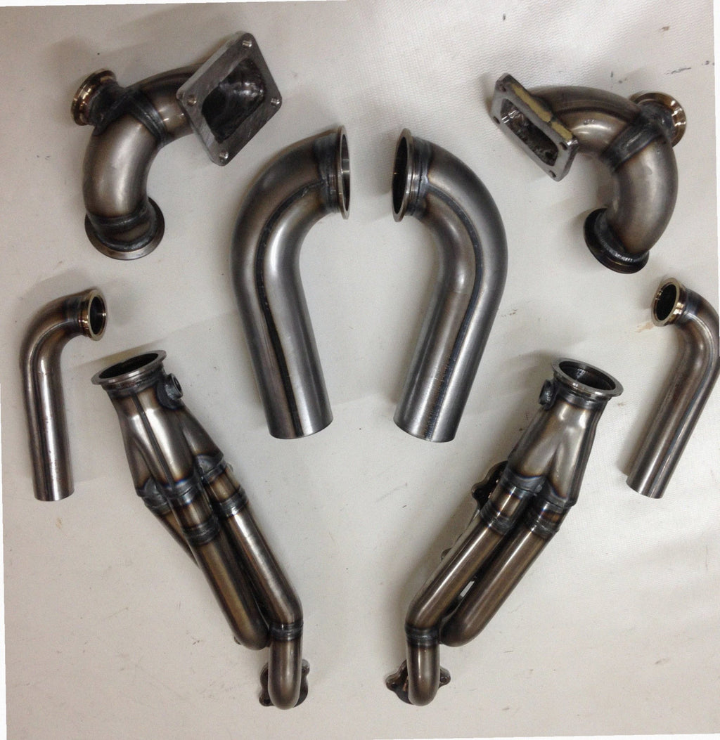 5.4 4V Twin Turbo Hotside — passenger-side header with V-band flange and merge collector