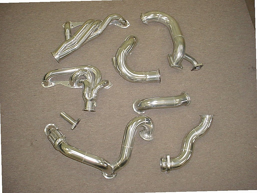 Camaro LT-1 Turbo Kit — detail of crossover pipe, flex bellow, or starter downpipe