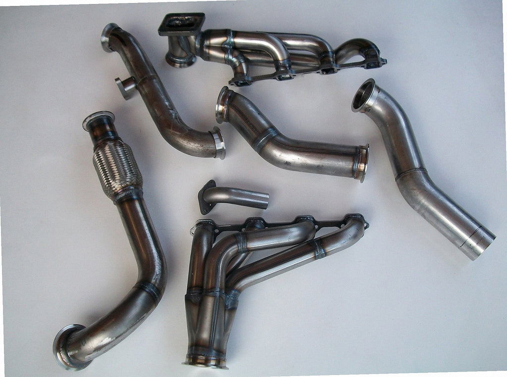 5.0 Mustang Turbo Kit — passenger-side header with V-band flange and merge collector