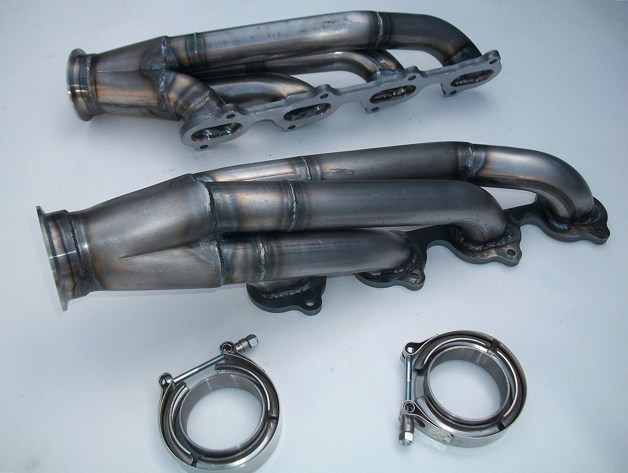 5.4 4V Racing Headers — detail of crossover pipe, flex bellow, or starter downpipe