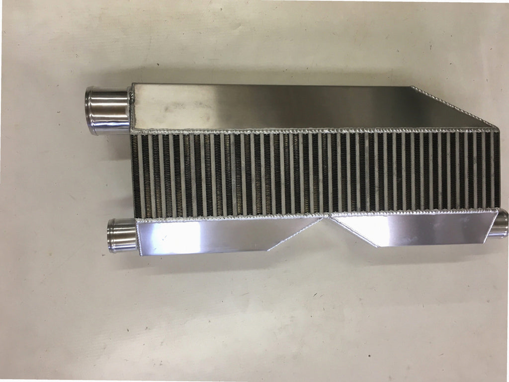 Twin Turbo Intercooler 1800 HP — intercooler core detail showing bar-and-plate fin density and TIG-welded seams