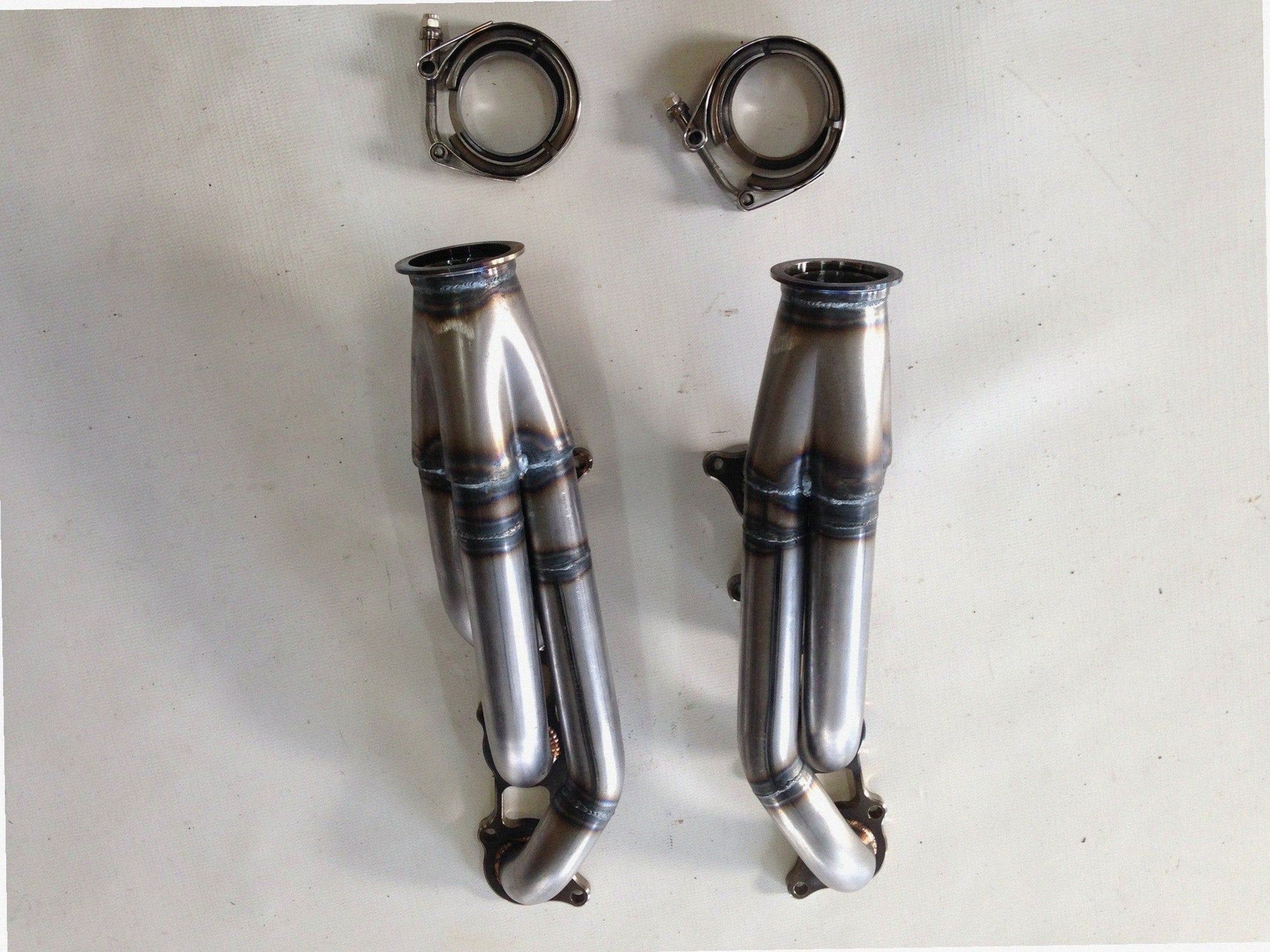 Coyote Swap Racing Headers — detail of crossover pipe, flex bellow, or starter downpipe