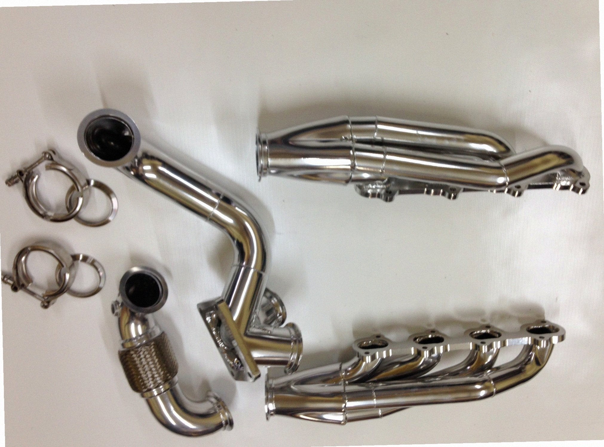 5.4 4V Turbo Street / Drag Kit — detail of crossover pipe, flex bellow, or starter downpipe