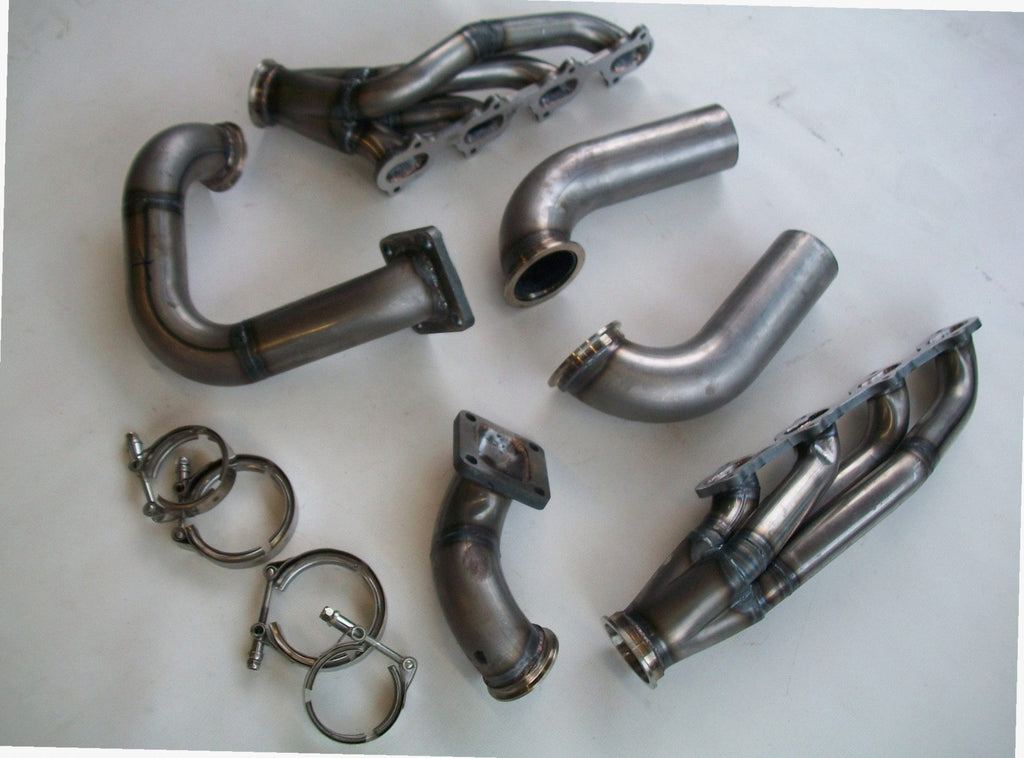 4.6 4V Twin Turbo Hotside — passenger-side header with V-band flange and merge collector