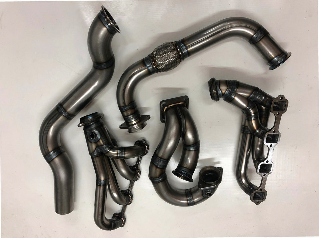 94/95 Mustang Turbo Kit — passenger-side header with V-band flange and merge collector