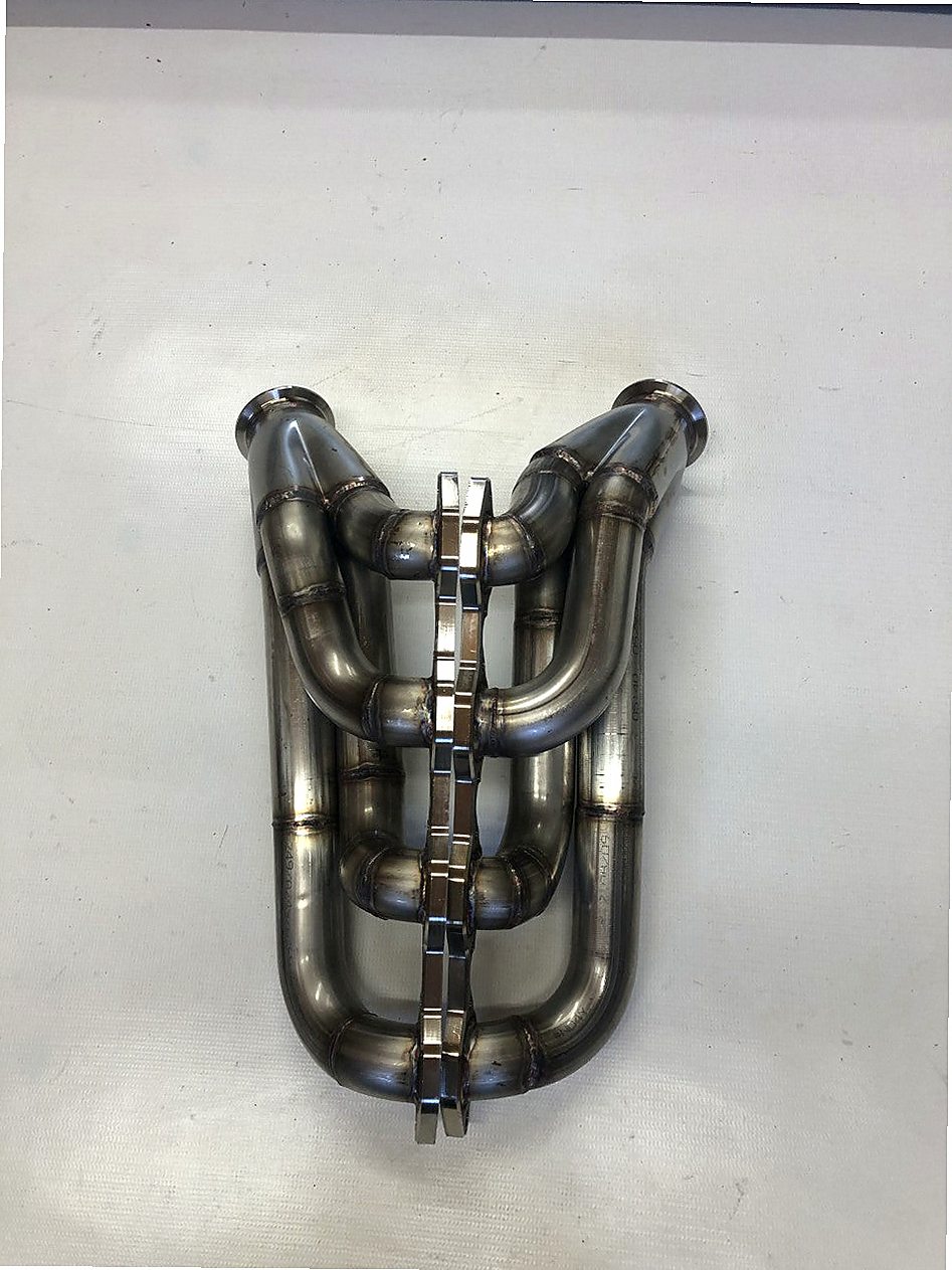 5.0 Mustang Shorty Headers — passenger-side header with V-band flange and merge collector